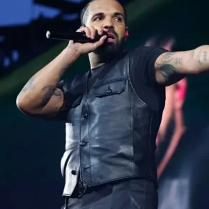 Drake Wireless Festival 2025 Black Hawk Leather Vest