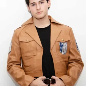 Attack on Titan Scout Regiment Men’s Brown Leather Jacket
