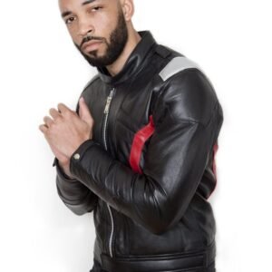 Soldier 76 Inspired Jet Black Leather Jacket for Men