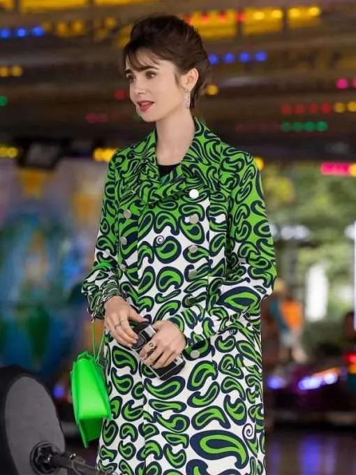 Emily-in-Paris-S03-Lily-Collins-Green-Print-Coat-510x680