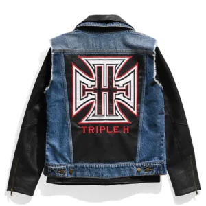 WWE Triple H Denim Leather Jacket