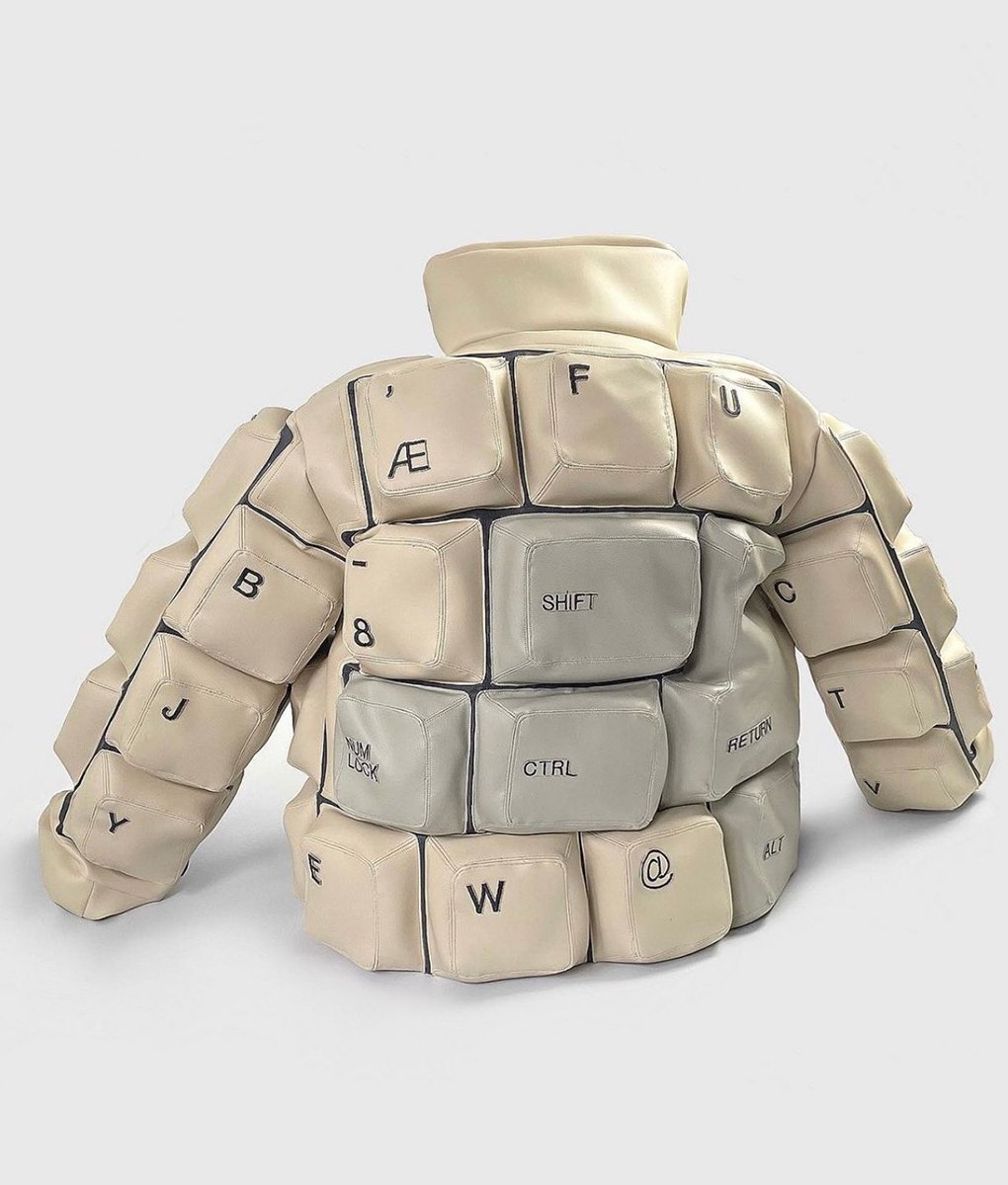 White-Keyboard-Print-Puffer-Jacket-1