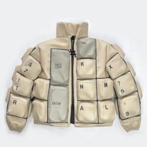 White Keyboard Puffer Jacket
