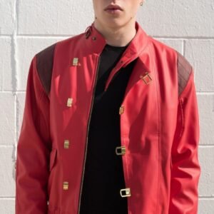 Men’s Kaneda Anime Jacket – Fiery Red Leather Motorcycle Edition