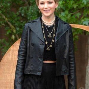 Jennifer Lawrence Black Leather Jacket