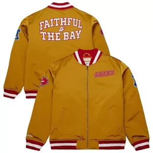 Men's Mitchell & Ness Gold San Francisco 49ers Heavyweight Full-Zip Satin Jacket
