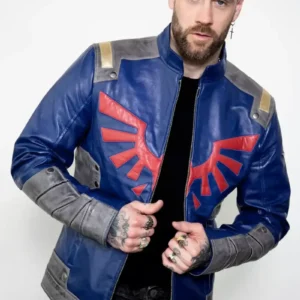 Legendary Race Shield Edition Men’s Blue Leather Jacket