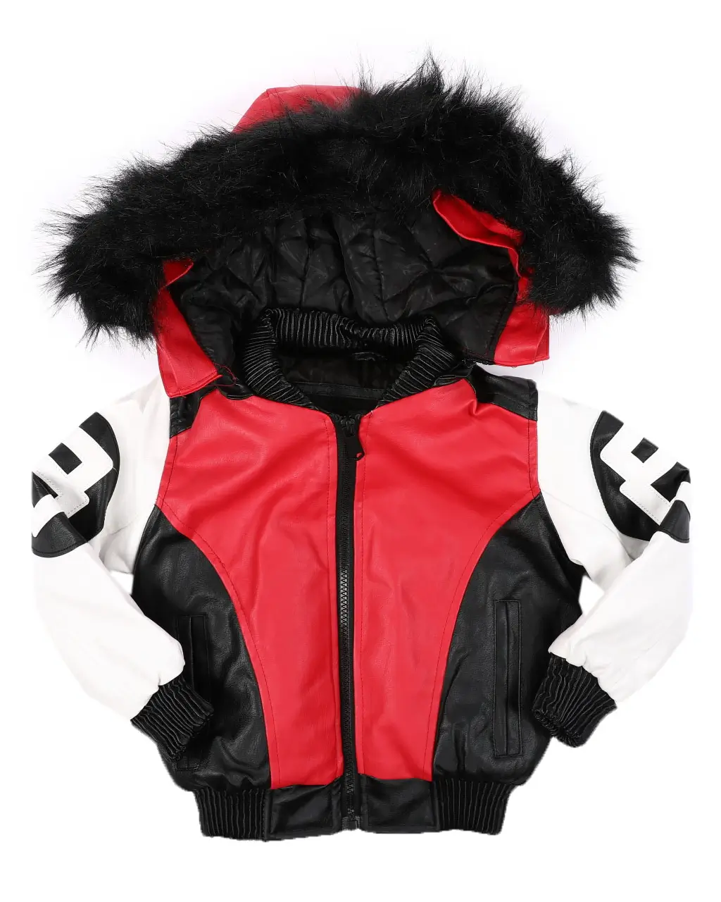 8-Ball-Jacket-W-Faux-Fur-Hooded-Red-White