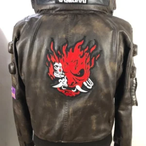 Men's Samurai Cyberpunk 2077 Bomber Leather Jacket