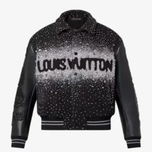 J-Hope Louis Vuitton black varsity jacket premium luxury streetwear style