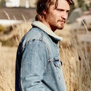 Yellowstone Kayce Dutton Luke Grimes blue denim jacket western cowboy TV series outfit replica