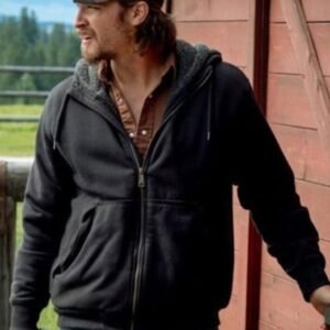 Luke Grimes Yellowstone black hoodie jacket Kayce Dutton western ranch style men’s hooded jacket