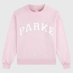 Parke Polka Dot Varsity Mockneck Sweatshirt for Casual Wear