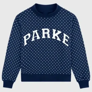 Parke Polka Dot Mockneck Sweatshirt with Varsity Style
