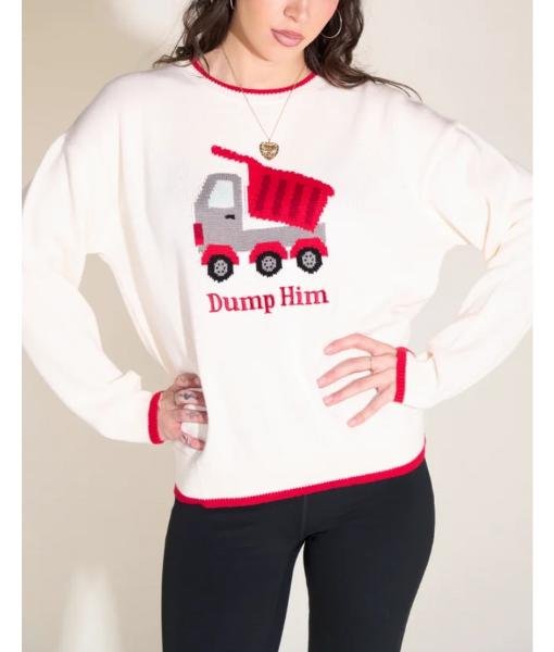 Teddy-Fresh-Dump-Him-White-Knitted-Sweater-2026-For-Men-Women-2 Teddy Fresh Dump Him Casual Sweater with statement design